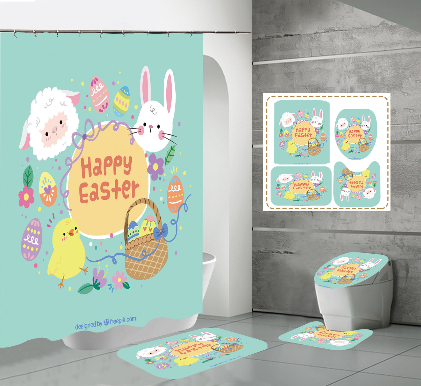 Happy Easter Day Shower Curtain Sets