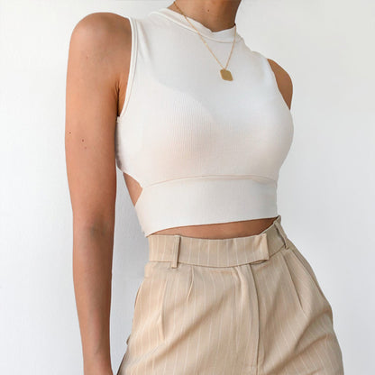 Sexy Backless Bow Design Sleeves Crop Tops