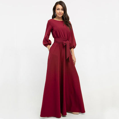 Elegant Summer Round Neck Long Party Dresses