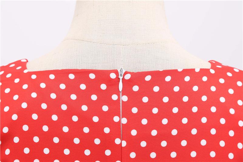 Short Sleeve Square Neckline Print Dot Dresses-STYLEGOING