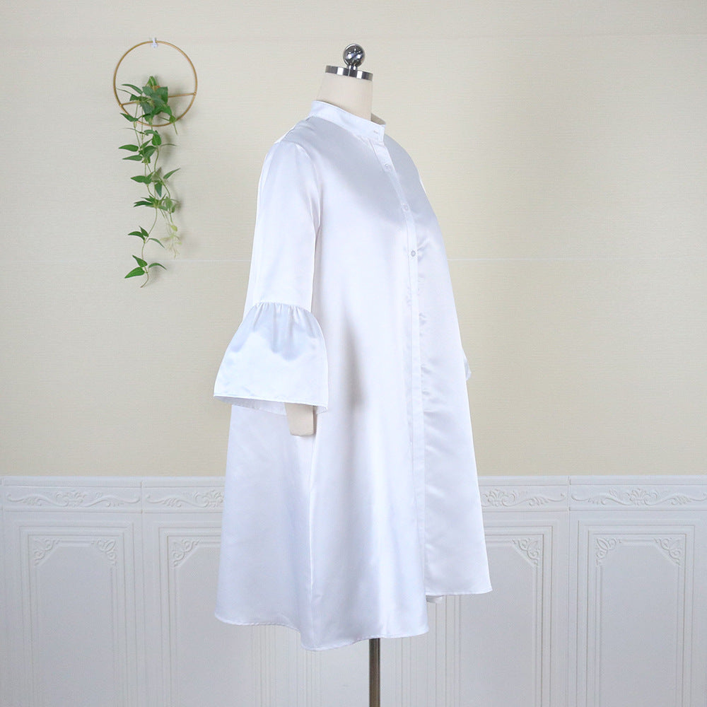 Women Stand Collar Plus Sizes Shirts Dresses