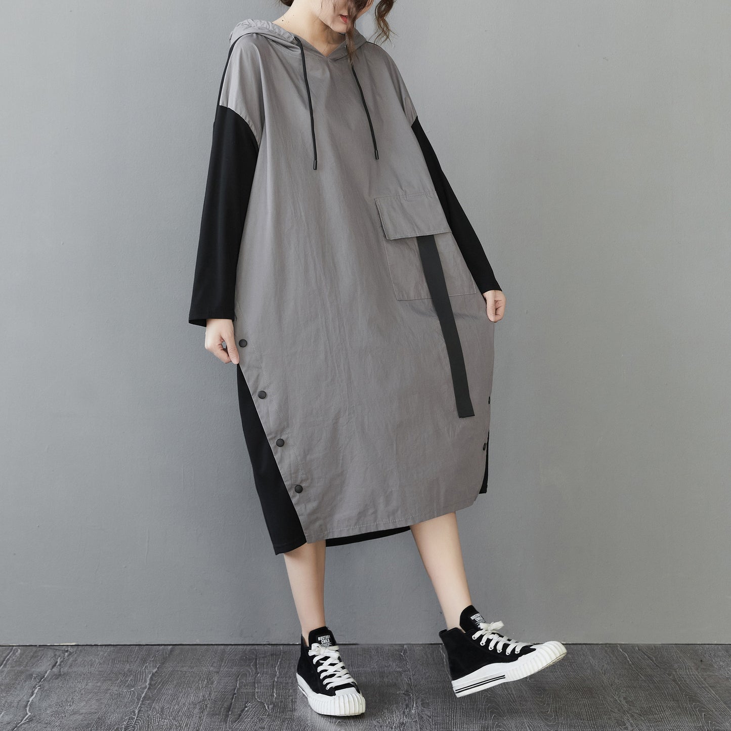 Women Plus Sizes Fall Long Sleeves Hoodies Dresses