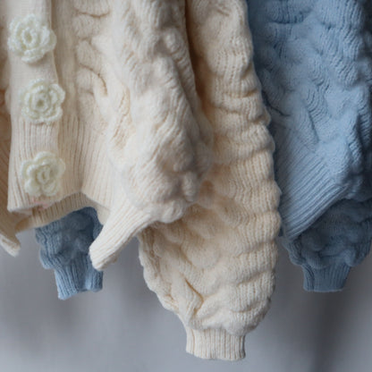 Warm Flowers Design Women Knitted Cardigans