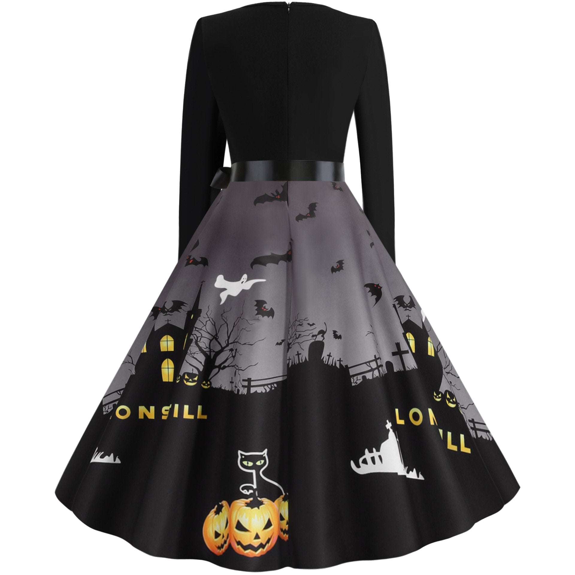 Halloween Vintage Women Long Sleeves Winter Dresses-STYLEGOING