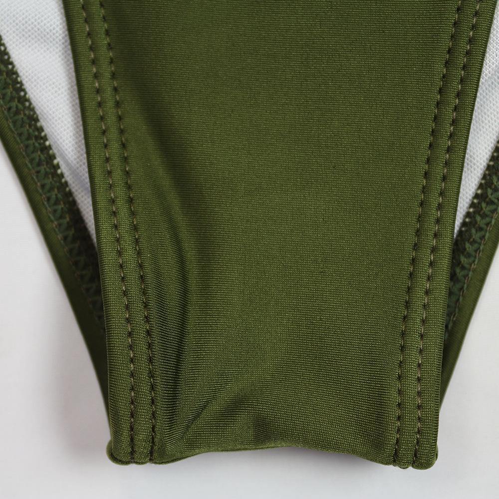 Army Green High Waist Ruffled Bikini-STYLEGOING