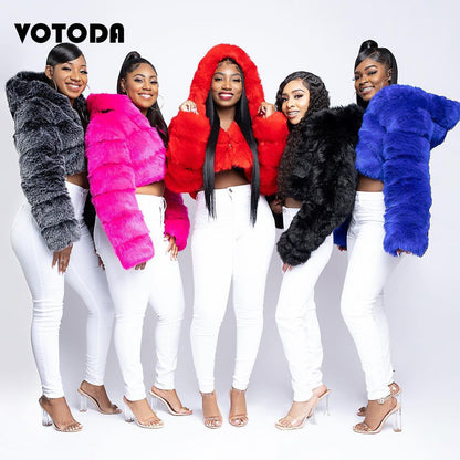 Fashion Artificial Faux Fur Short Overcoats for Women