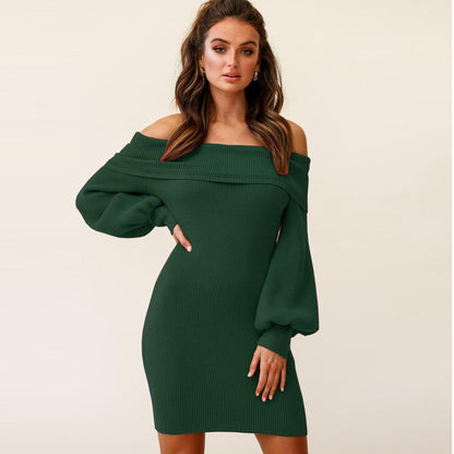Sexy Women Knitting Bodycon Off The Shoulder Dresses-STYLEGOING