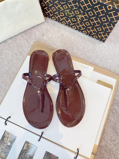 Women Beach Foot Clip Metal Button Flat Heel-STYLEGOING