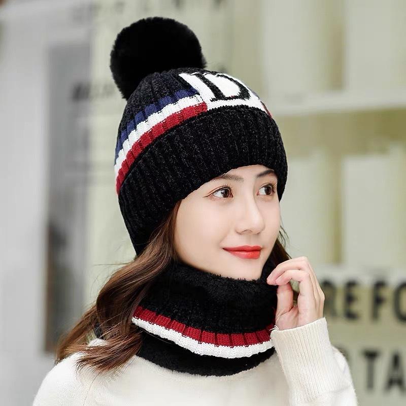 Women Fleeced Lined Knitting Warm Hats+Scarfs--Free Shipping at meselling99