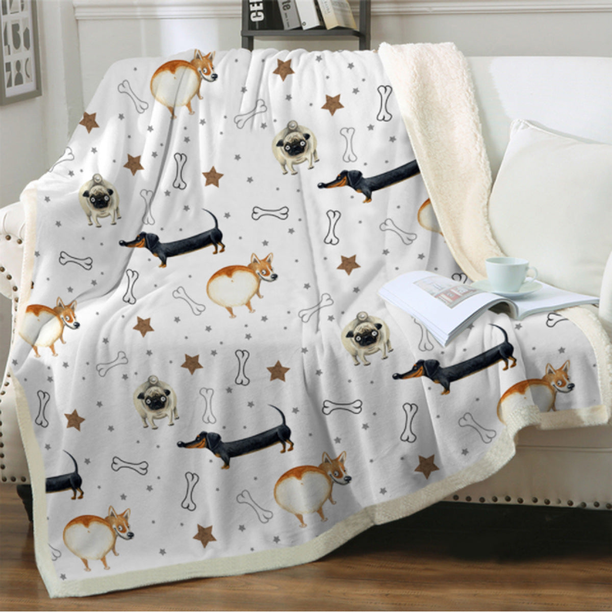 Cute Dog Print Fleece Blankets for Christmas