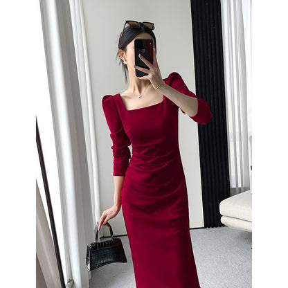 Sexy Square Neckline Long Sleeves Party Dresses