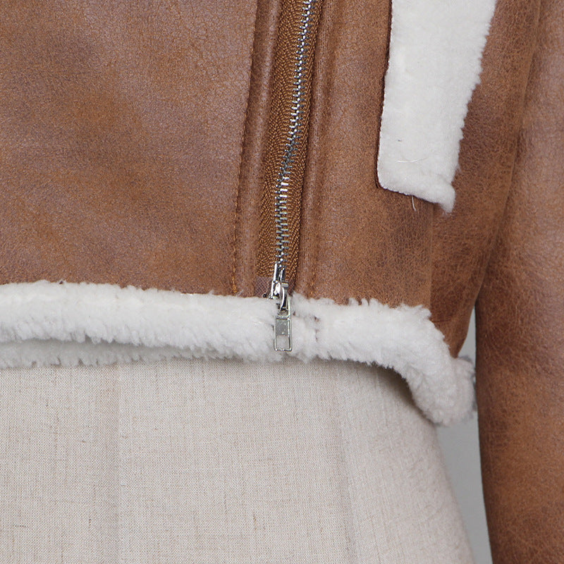 Luxury Motorcycle Sheep Fleece Jacket Coat for Winter