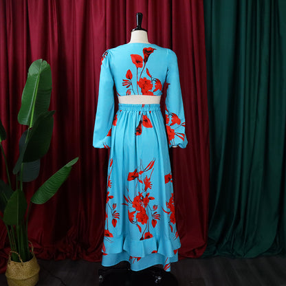 Sexy Summer Short Top and Long Skirts Suits