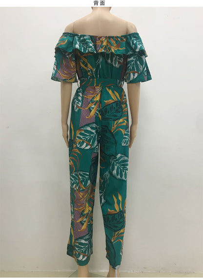 Sexy One Shoulder Chiffon Summer Beach Jumpsuits