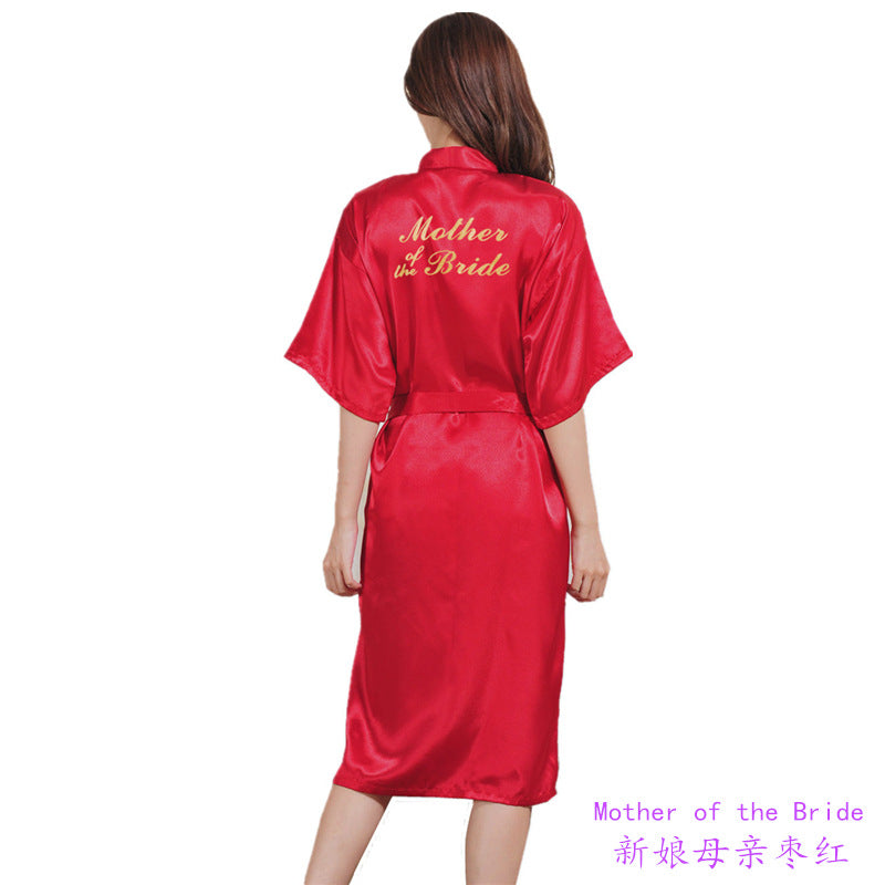 Sexy Satin Mother of Bride Wedding Women Long Night Gown