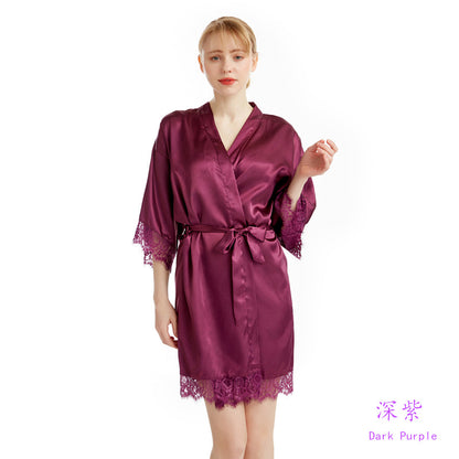 Summer Sexy Women Lace Strim Morning Gown