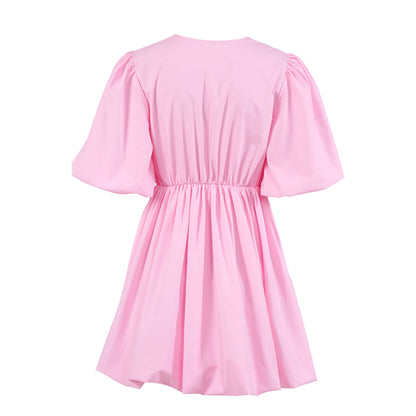 Summer Puff Sleeves Women Mini Dresses