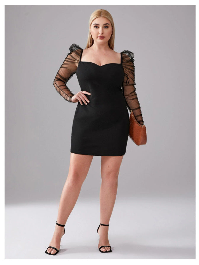 Black Tulle Plus Sizes Women Dresses