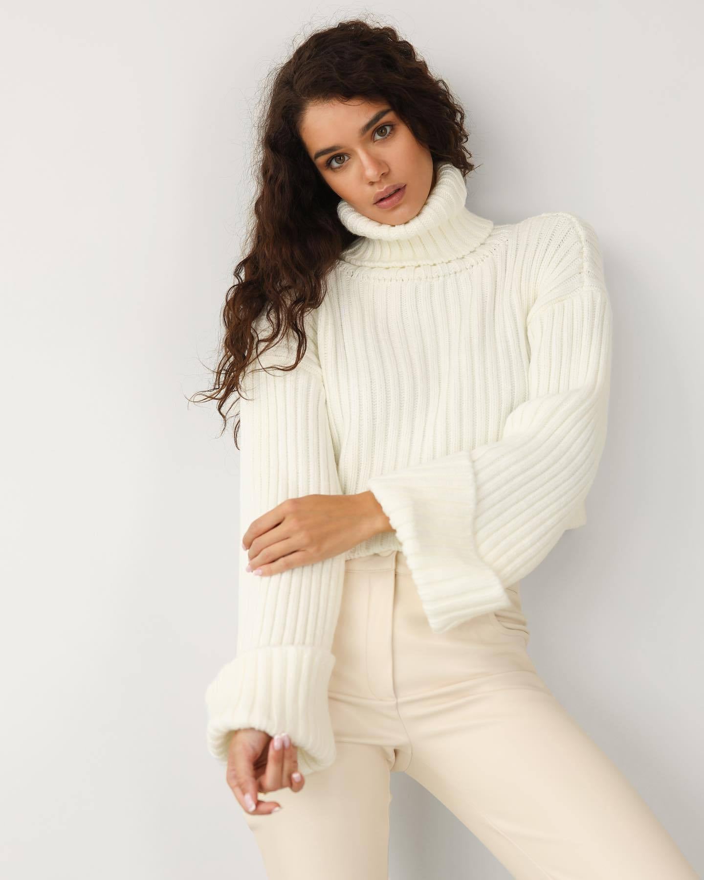 Fashion Turtle Neckline Pullover Short Sweaters