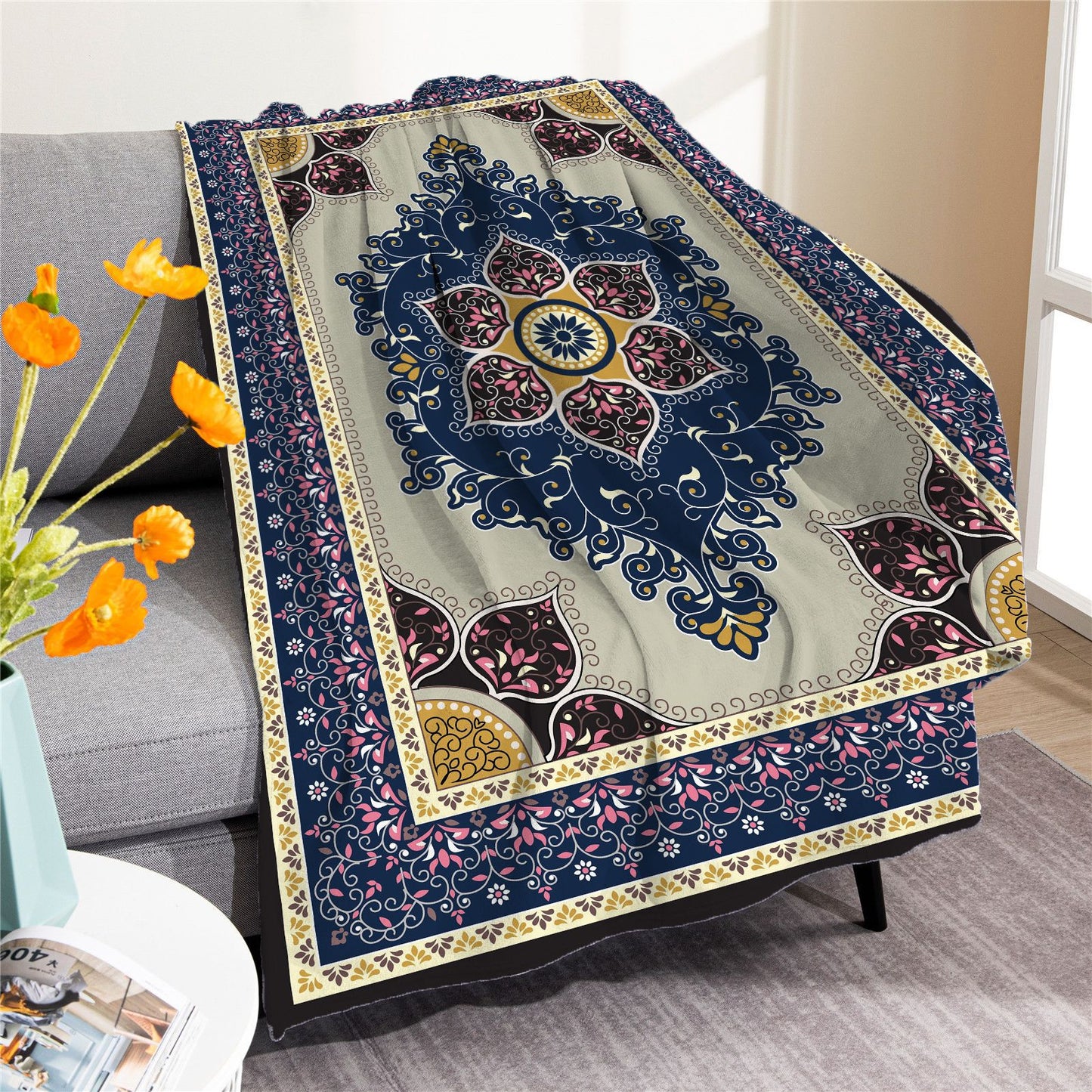 Vintage Boho Fleece Throw Blankets