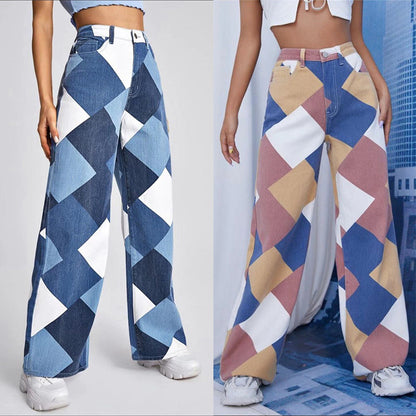 Casual High Waist Women Denim Wide Leg Pants