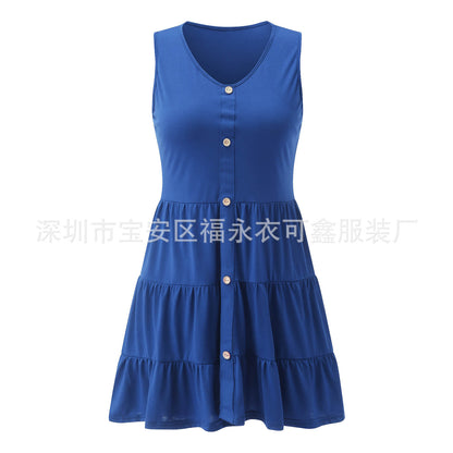 Summer Button Sleeves Daily Dresses