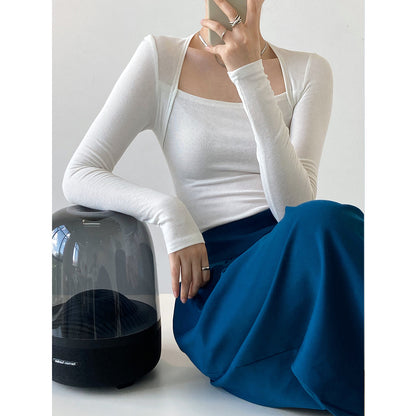 Women Sexy Square Neckline Long Sleeves T Shirts