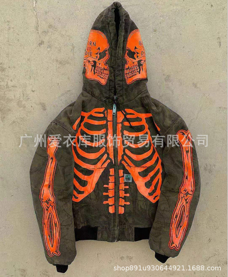 Women Flower Skull Long Sleeve Hoodies Sweater