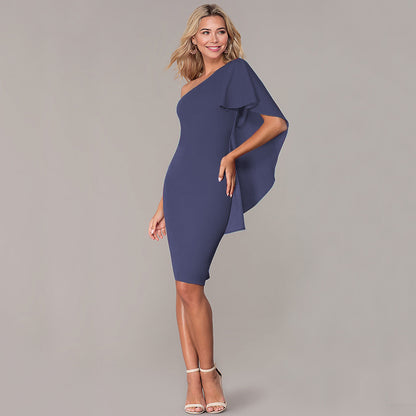 Sexy One Shoulder Ruffled Women Mini Dresses
