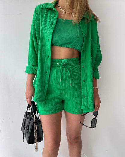 Casual Drawstring Plus Sizes Three Pieces Women Suits