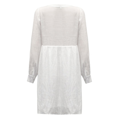 Casual White Long Sleeves Mini Dresses