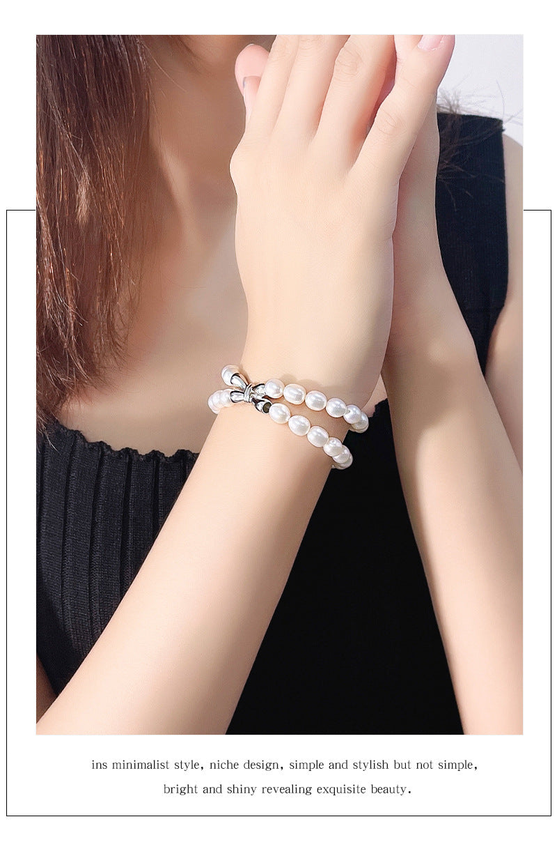 Fashion Butterfly Design Sterling Silver Pearl Bracelets