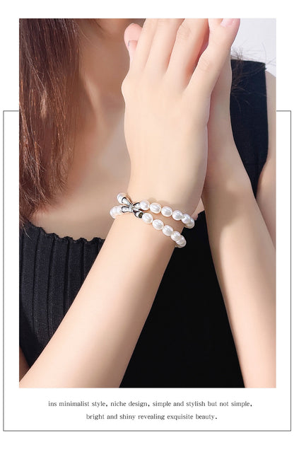 Fashion Butterfly Design Sterling Silver Pearl Bracelets