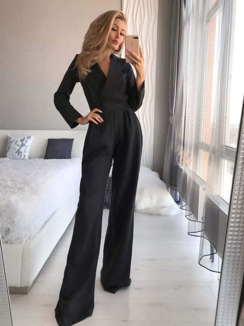 Women Long Sleeves Slim Fall Jumsuits-STYLEGOING