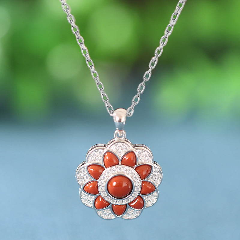 Fashion Sterling Silver Turquoise Agate Necklace for Women
