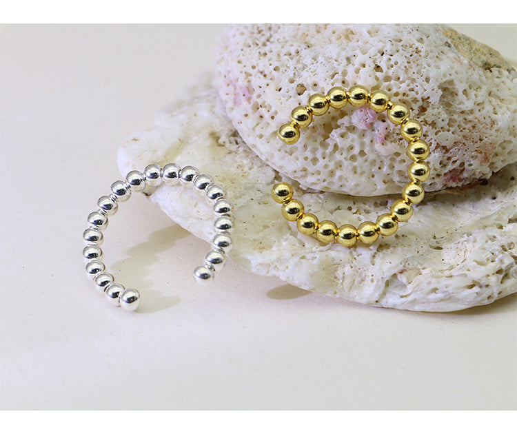 Beads Design Open End Silver Rings for Women