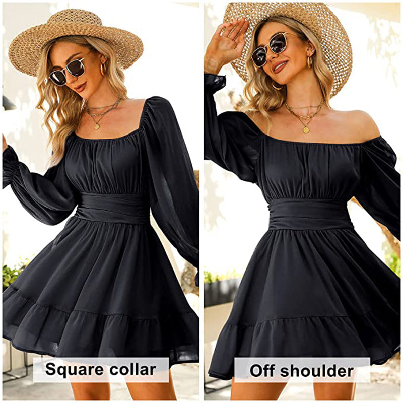 Chiffon Square Neckline Summer Daily Dresses