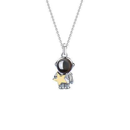 Astronaut Star&Moon Design Sterling Silver Necklaces