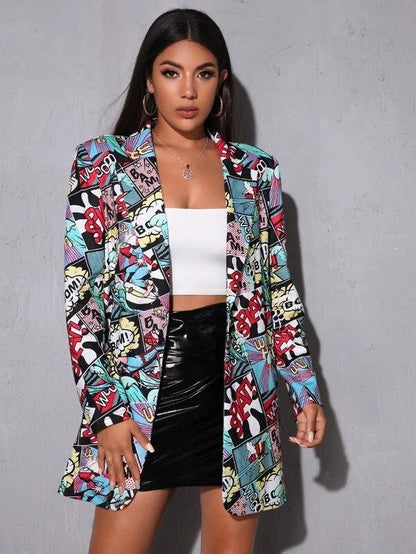 Unfixed Animal/Letter Print Women Blazers-STYLEGOING