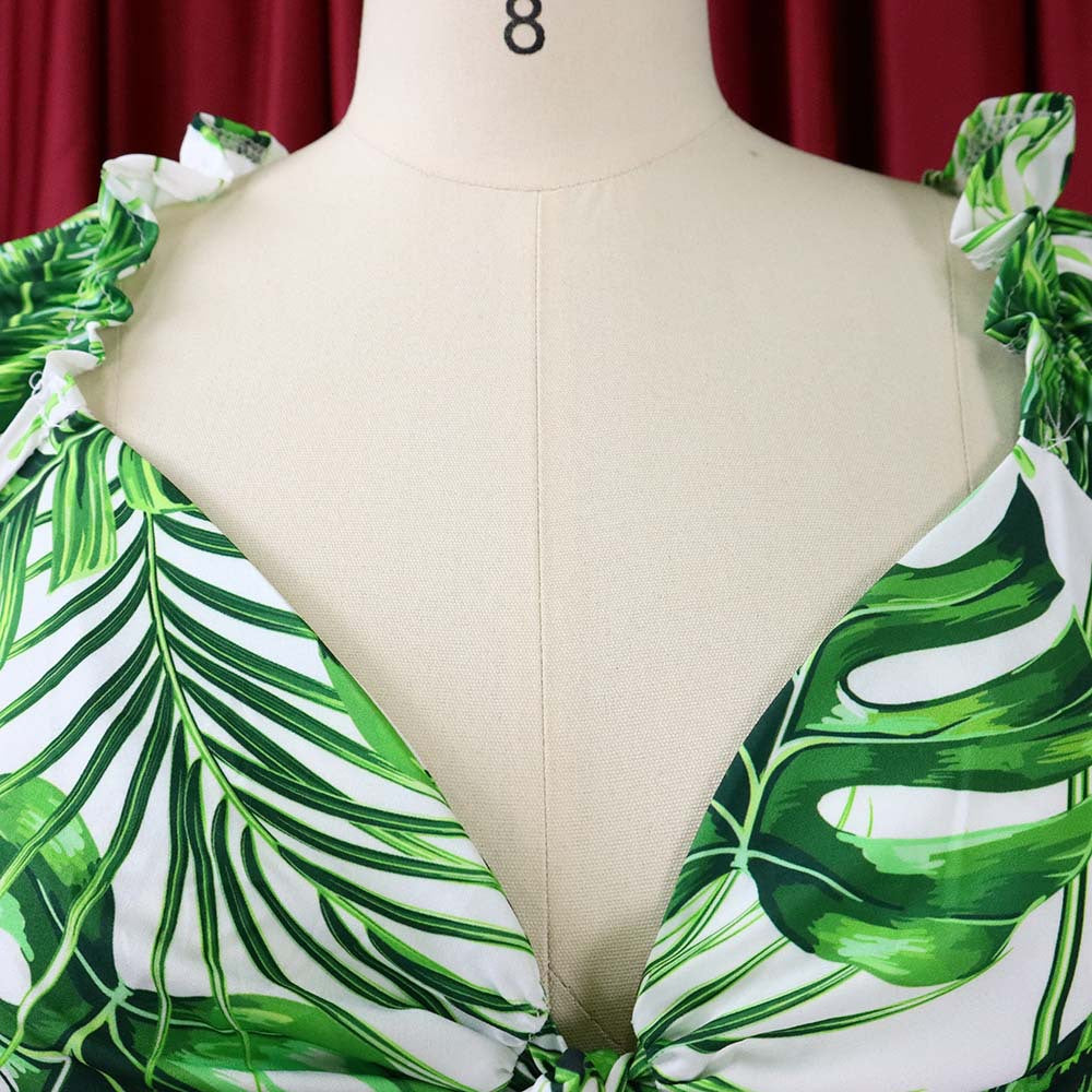 Casual Leaf Print Two Pieces Women Suits