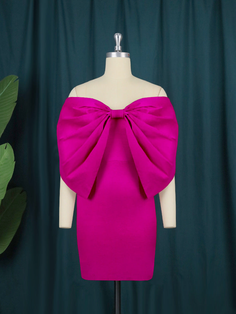 Designed Strapless Bowknot Design Party Sheath Dresses