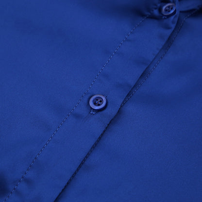 Casual Blue Two Pieces Long Sleeves Shirts and Pants Suits