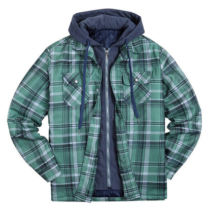 Plaid Winter Hoodies Jacket Outerwear for Men