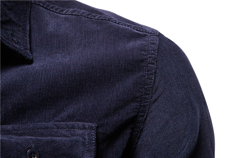 Men Long Sleeves Corduroy Business Shirts