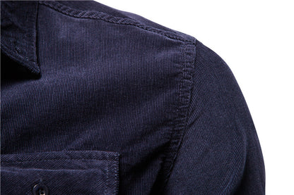Men Long Sleeves Corduroy Business Shirts