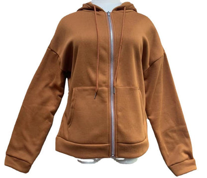 Casual Zipper Velvet Long Sleves Women Hoody Tops