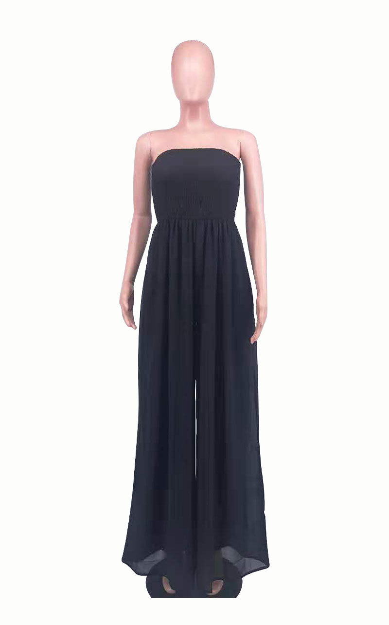 Sexy Strapless High Waist Chiffon Summer Jumpsuits