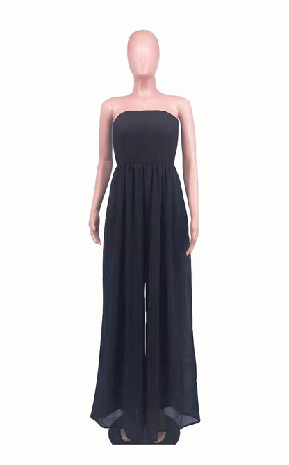 Sexy Strapless High Waist Chiffon Summer Jumpsuits