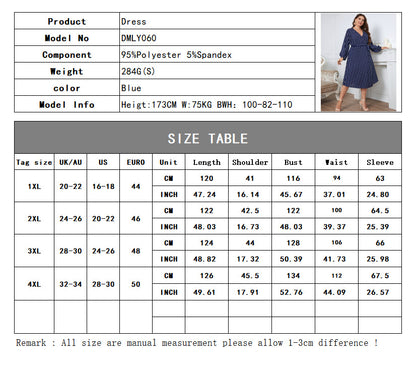 Women Striped Plus Sizes Dresses