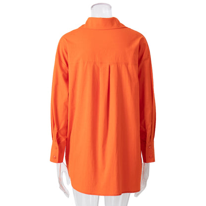 Casual Long Sleeves Shirts and Wide Legs Pants Suits